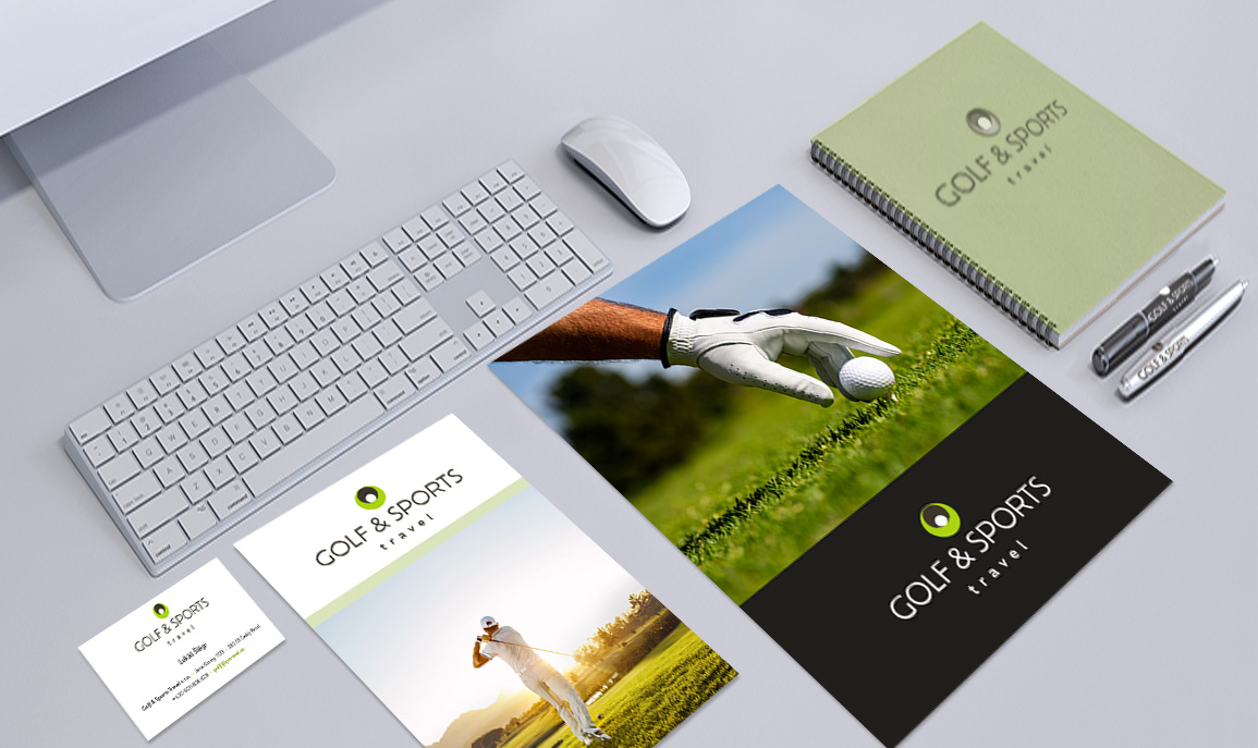 Grafické návrhy golf travel.