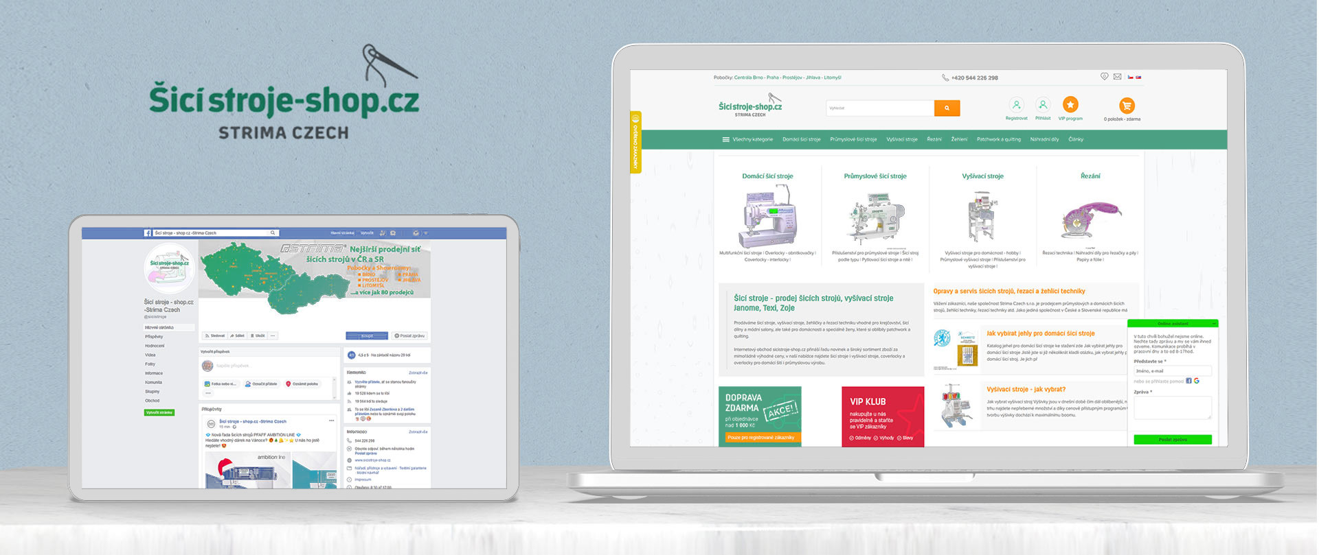 Vizuál Šicí stroje shop před redesignem